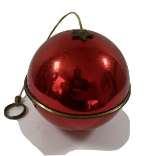 Reuge Swiss Made Musical Red Ball Ornament Ste Croix Vintage Pull