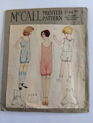 Vintage Mc Call Printed Pattern 5144 Size 6 Girls Combination Undergarment