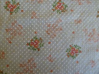 Retro Vintage Cotton Fabric 1 Yd X 43 " Wide,  Orange Yellow Floral Dotted Swiss