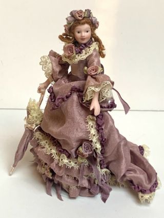 1:12 Vintage Dollhouse Miniature Doll Victorian Lady Handcrafted Porcelain 6 "