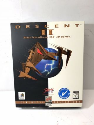 Vintage Descent 2: Pc Game Big Box Cd 1996.  360 3d.  Collectors