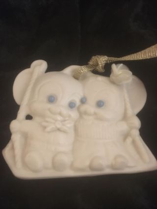 Dorothy Okumoto Porcelain Hawaii Christmas Ornaments Mouse Vintage Plumeria