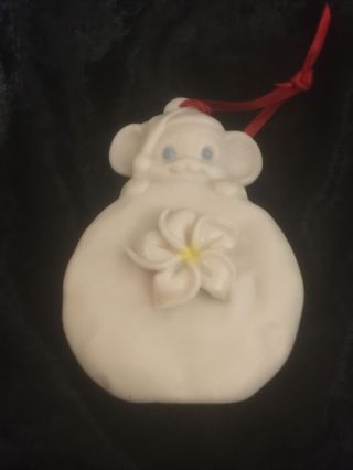 Dorothy Okumoto Porcelain Hawaii Mouse Vintage Plumeria Christmas Ornaments