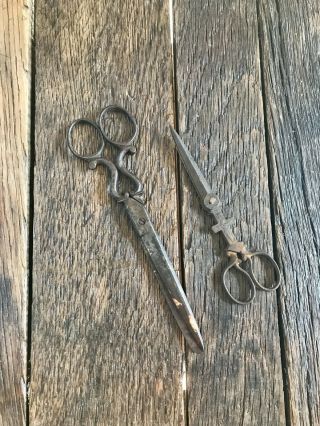 2 Antique Scissors - Crucifix Scissors - Cross Scissors