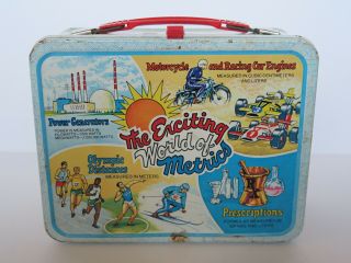 1976 Kst Vintage The Exciting World Of Metrics Metal Lunch Box No Thermos