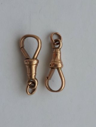 Antique 9ct Rose Gold Watch Chain Dog Clips