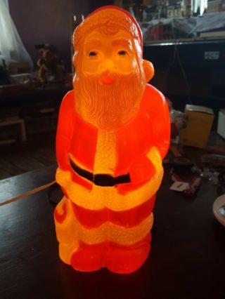 Vintage Union Products Santa Claus Christmas Blow Mold Light Hard Plastic 13 “