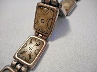 Vtg Brighton Bracelet Silver Tone Rectangular Segmented Decorated Enamel