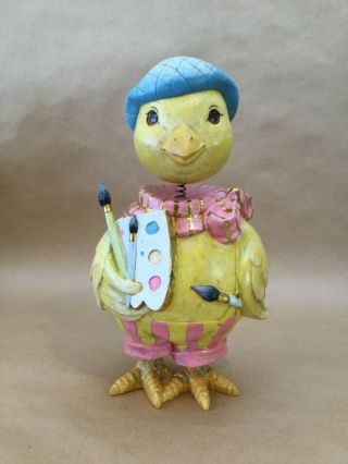 Vintage Glittery Chicken Painter Artist Shaking Head Figurine 11 " Tall