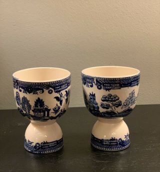 Vintage Blue Willow Egg Cups Japan