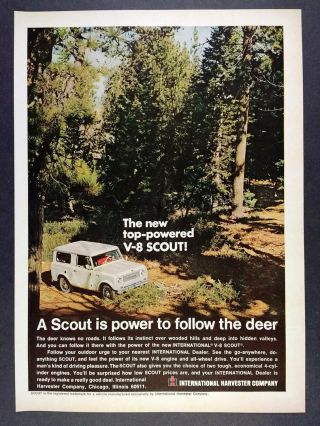 1968 Ih International Harvester Scout 800 V8 White Suv Vintage Print Ad
