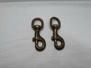 Solid Brass Trigger Swivel Snap Hook Ring Clip Key Holder Key Chain Vintage Pair