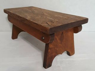 Antique Arts And Crafts Mission Style Farmhouse 1916 Oak Wooden Step Foot Stool