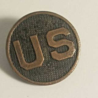 Vintage Wwii Us Army Military Insignia Brass Hat Collar Disc Pin Screw Back