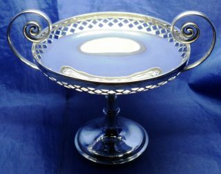 Edwardian Solid Silver Twin Handled Pedestal Dish By Martin Hall Sheffield 1908