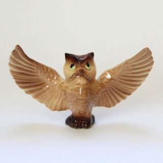 Vintage Hagen Renaker Porcelain Ceramic Miniature Figurine Owl Spread Wings