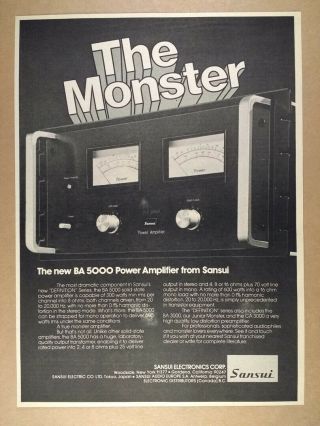 1975 Sansui Ba - 5000 Power Amplifier The Monster Vintage Print Ad