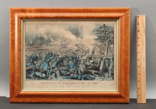 1862 Antique Currier & Ives Lithograph Print Civil War Battle Of Fair Oaks,  Nr