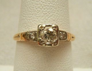 Antique 14k Gold Diamond Ring Yellow & White Gold