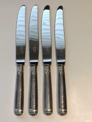 Set Of 4 Christofle Malmaison Silver Plate Dinner Knives 9.  75” S229