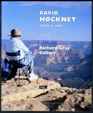 1999 David Hockney Photo Nyc Gallery Show Vintage Print Ad