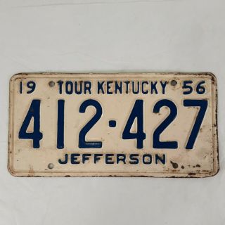 1956 Vintage License Plate Jefferson County Ky,  Rat Rod 1950s 412 - 427