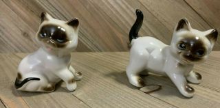 Vintage Siamese Playful Kittens Cat Ceramic Figurine Made In China 3 " Cute