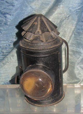 Antique 19th Century Police Oil Lamp Lantern Pie Crust Top Bull 
