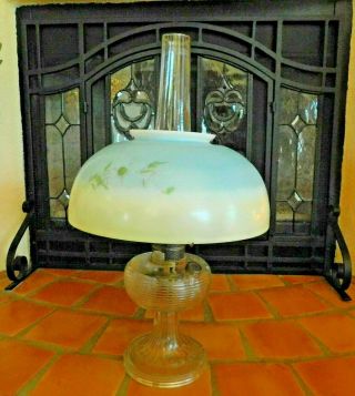 Antique Aladdin Nu - Type Model B Kerosene Lamp With Hand Painted Shade / Complete