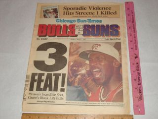 Chicago Bulls - 3 Feat Before They Called It A 3 Peat Vintage Newspaper