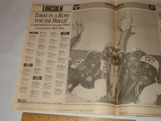 Chicago Bulls - 3 FEAT before they called it a 3 Peat Vintage Newspaper 2