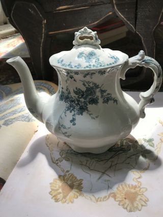 Antique Hanwell Alfred Meakin Royal Transferware Tea / Coffee Pot Porcelain Eng