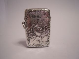 Antique Art Nouveau Sterling Silver Match Safe Vesta Case