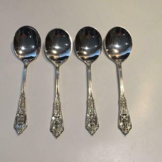 Set Of 4 Wallace Rosepoint Sterling Silver Cream Soup Spoons 6” S333