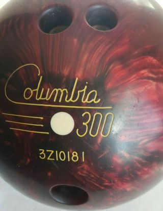 Vintage Columbia 300 White Dot 12 Lb Bowling Ball Marbled Red Purple Lava Swirl