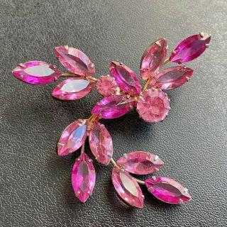 D&e Juliana Vtg Fuchsia Pink Crystal Rhinestone Pinwheel Flower Brooch Pin 516