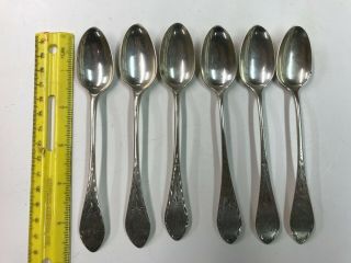 Set Of Six Antique Coin Silver Tea Spoons Jacob Hartley Philadelphia And Wmb