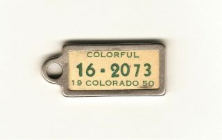 Old Vintage 1950 Auto Car Tiny Miniature License Plate Colorado Dav Keychain Fob