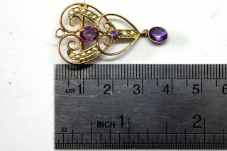 Antique Victorian 10K Solid Gold,  Amethyst and Pearl Pin/Brooch 3