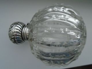 Antique Silver Top Hobnail Cut Glass Perfume Bottle 1902 WALKER & HALL 3