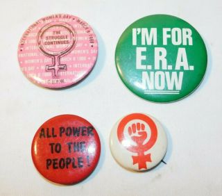 Vintage Set Of 3 Womans Rights Era Power To The People Cause Pins