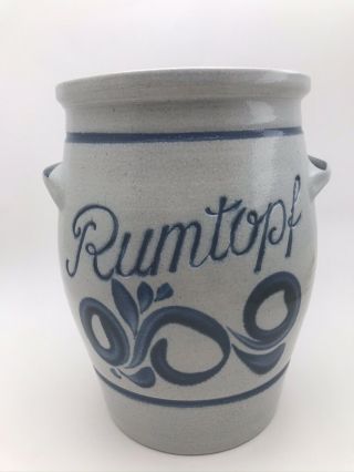 9 - 1/4” Vintage German Stoneware Pottery Salt Glazed Blue Gray Rumtopf Crock