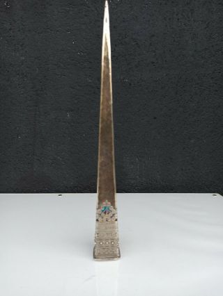 Antique Ethnic Hmong Sterling Silver Pyramid Hairpin,  Thai Laos Or Vietnam Miao