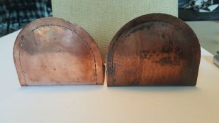 Antique Roycroft Arts Crafts Copper Hammered Bookends Mission Stitch Stickley R