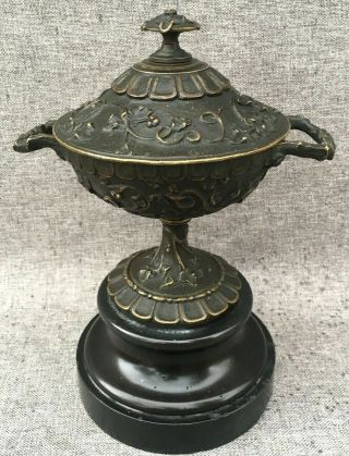 Antique French Cup Bowl Made Of Bronze On Marble 19th Century Napoleon Iii