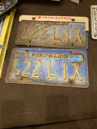 Vintage 1970’s California Blue License Plates Pair 422 Lix