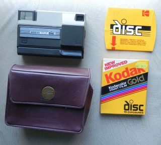 Vintage Kodak Tele Disc Camera /telephoto Lens / 2 Disc / Leather Case