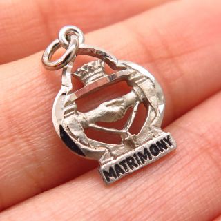 925 Sterling Vintage Old Stock Matrimony Symbol Of Marriage & Love Charm Pendant