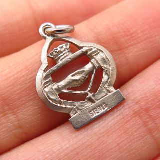 925 Sterling Vintage Old Stock Matrimony Symbol Of Marriage & Love Charm Pendant 2