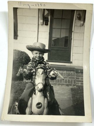 Found Photo Found Photograph Vintage Child Boy Kid Dressed Cowboy Guns